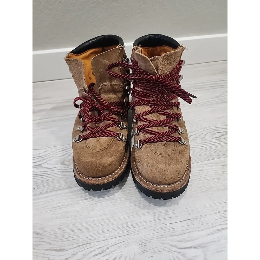 Vintage‎ Herman USA Mountaineering Boots Vibram Lug Sole Men's 9.5 Brown Suede